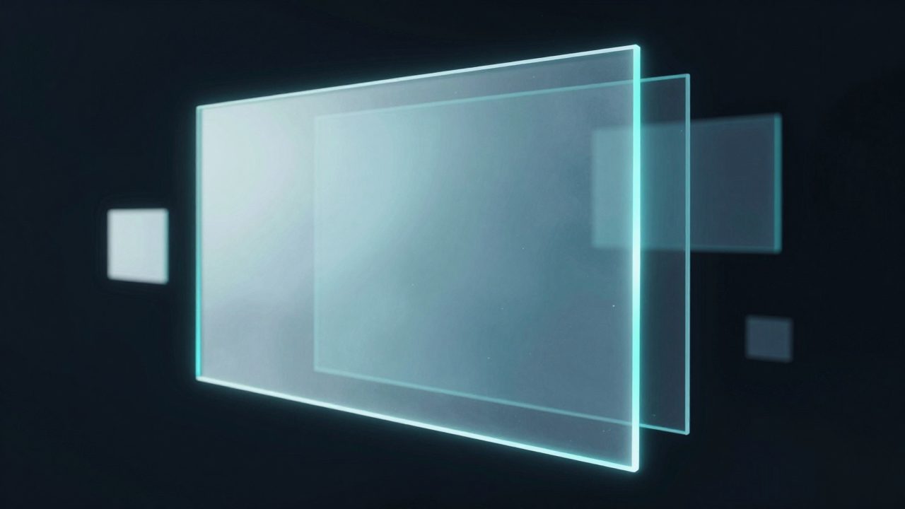 Abstract illustration of a translucent glass panel with frosted blocks layered behind it, representing every feature on one pane